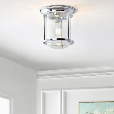 Jonathan Y Savannah 10.25" Metal/glass Led Flush Mount In Gray