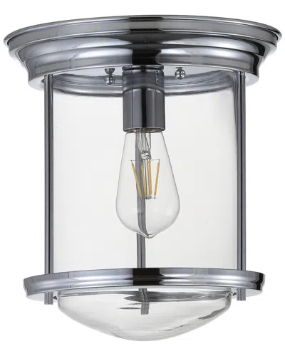 Jonathan Y Savannah 10.25in Metal Glass Led Flush Mount In Silver