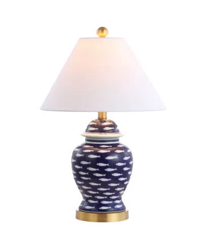 Jonathan Y School Of Fish 22" Ginger Jar Ceramic, Led Table Lamp In Multi