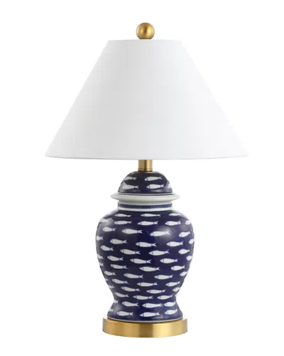 Jonathan Y School Of Fish 22in Ginger Jar Ceramic/metal Led Table Lamp