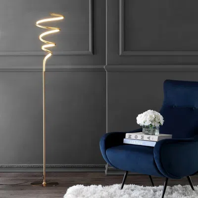 Jonathan Y Scribble 60.5" Modern Dimmable Metal Integrated Led Floor Lamp In Gold