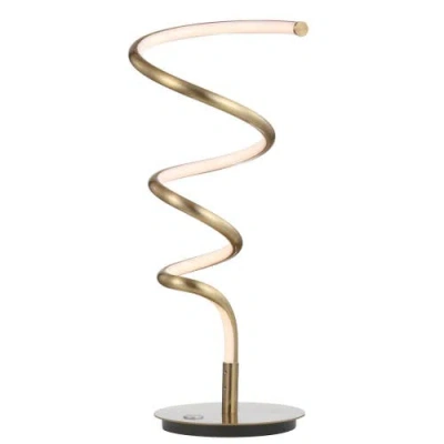 Jonathan Y Scribble Modern Dimmable Metal Integrated Led Table Lamp In Gold