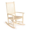 Jonathan Y Seagrove Farmhouse Classic Slat-back 350-lbs Support Acacia Wood Outdoor Rocking Chair, Almond