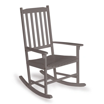 Jonathan Y Seagrove Farmhouse Classic Slat-back 350-lbs Support Acacia Wood Outdoor Rocking Chair, Gray Wash