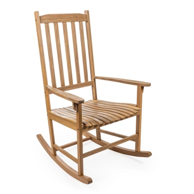 Jonathan Y Seagrove Farmhouse Classic Slat-back 350-lbs Support Acacia Wood Outdoor Rocking Chair, Teak Brown