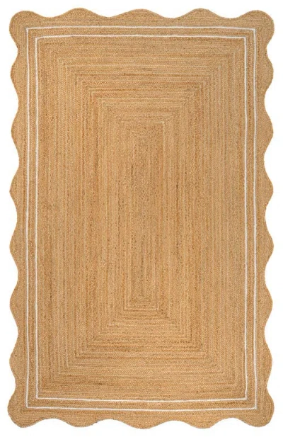 Jonathan Y Seaside Cottage Scallop Edge Jute Area Rug In Brown