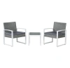 Jonathan Y Selby 3-piece Modern Coastal Faux Wicker Conversation Outdoor Patio Set, White/black/brown