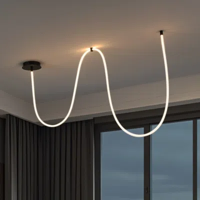 Jonathan Y Serafina 360° Adjustable Neon Rope Led Flush Mount, Dimmable & Integrated In White