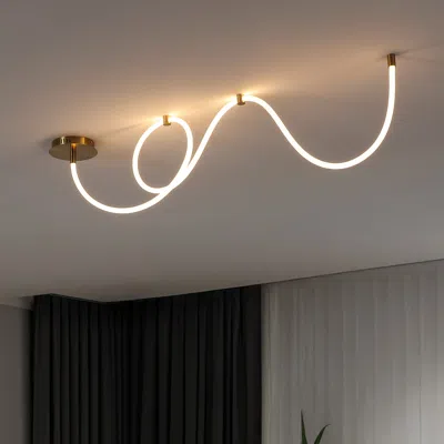 Jonathan Y Serafina 360° Adjustable Neon Rope Led Flush Mount, Dimmable & Integrated In White