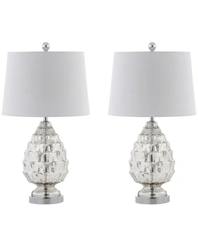 Jonathan Y Set Of 2 Artichoke 25.5in Glass Led Table Lamps In Silver