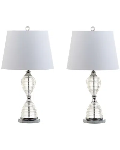 Jonathan Y Set Of 2 Aubrey 24in Crystal Led Table Lamps In White