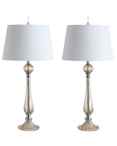 Jonathan Y Set Of 2 Chloe 32.5in Glass Led Table Lamps In Neutral