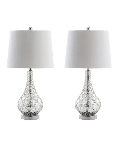 Jonathan Y Set Of 2 Darren 25.5in Glass Led Table Lamps In Transparent