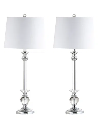 Jonathan Y Set Of 2 Elizabeth 33in Crystal Metal Led Table Lamps In Silver