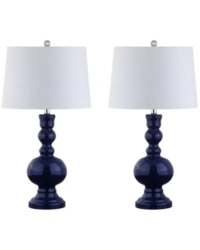 Jonathan Y Set Of 2 Genie 28.5in Glass Led Table Lamps In Black