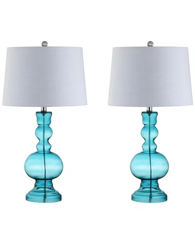 Jonathan Y Set Of 2 Genie 28.5in Glass Led Table Lamps In Multi
