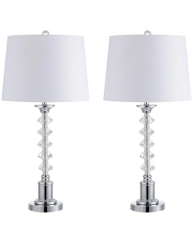 Jonathan Y Set Of 2 Kinsley 28in Crystal Led Table Lamps In Silver