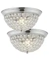 Jonathan Y Set Of 2 Malia 12in Transitional Iron Led Flush Mount In Silver