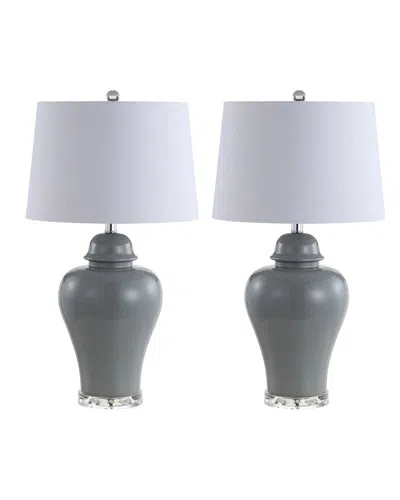 Jonathan Y Set Of 2 Winnie 27in Ceramic Urn Led Table Lamps In Gray