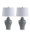Jonathan Y Set Of 2 Winnie 27in Ceramic Urn Led Table Lamps In Green