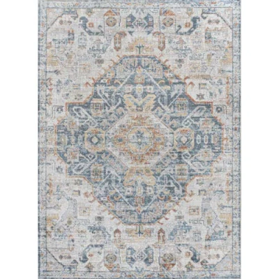 Jonathan Y Shaemus Bohemian Medallion Low-pile Machine-washable Area Rug In Cream/blue/terra