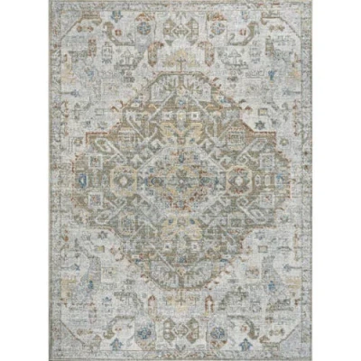 Jonathan Y Shaemus Bohemian Medallion Low-pile Machine-washable Area Rug In Cream/brown/green