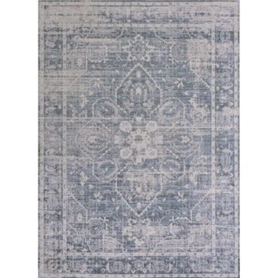Jonathan Y Shaii Global Medallion Low-pile Machine-washable Area Rug In Blue/light Gray