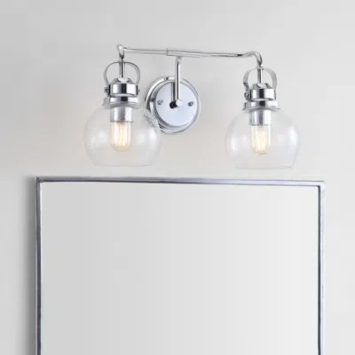 Jonathan Y Shirley 17.5" 2-light Metal/ Bubbled Glass Vanity Light In Gray