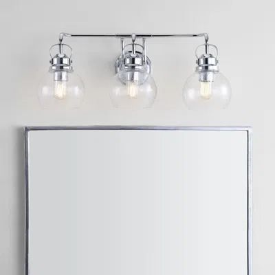 Jonathan Y Shirley 24" 3-light Metal/ Bubbled Glass Vanity Light In Metallic