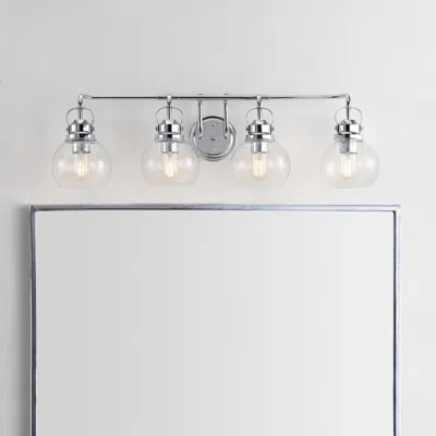 Jonathan Y Shirley 34" 4-light Metal/ Bubbled Glass Vanity Light In Gray