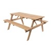 Jonathan Y Shoreham 59" Modern Classic Outdoor Wood Picnic Table Benches With Umbrella Hole, Light Teak
