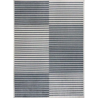 Jonathan Y Shutter Minimalist Striped Plaid Machine-washable Area Rug In Dark Gray/cream
