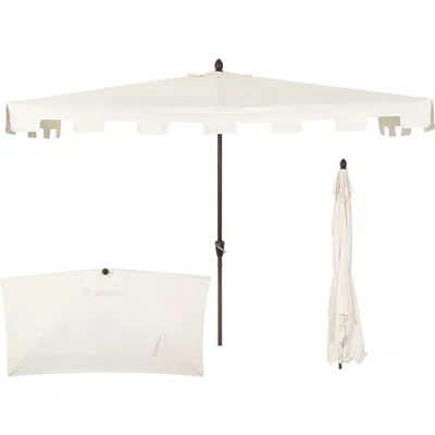 Jonathan Y Sidney Coastal Half Patio Umbrella With Crank, Uv-resistant Space-saving Wall-hugging Alu In White