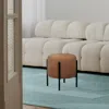 Jonathan Y Silvia 18.5" Modern Minimalist Round Backless Metal/vegan Leather Cushioned Vanity Stool