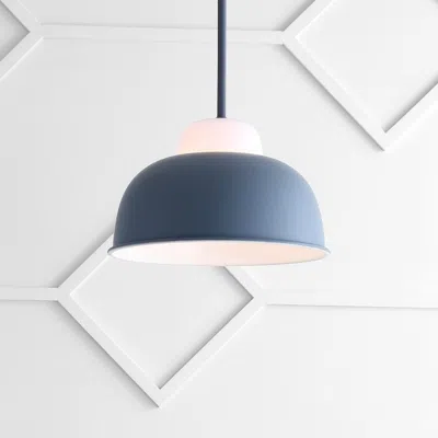 Jonathan Y Simon 12" Adjustable Metal/glass Led Pendant In Blue