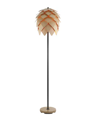 Jonathan Y Simon 63in Pinecone Wood Metal Led Floor Lamp In Orange