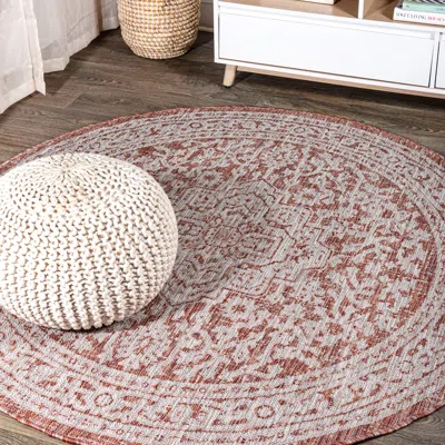 Jonathan Y Sinjuri Medallion Textured Weave Indoor/outdoor Round Area Rug