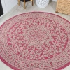 Jonathan Y Sinjuri Medallion Textured Weave Indoor/outdoor Round Area Rug In Pink