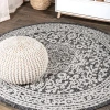 Jonathan Y Sinjuri Medallion Textured Weave Indoor/outdoor Round Area Rug In Black