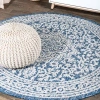 Jonathan Y Sinjuri Medallion Textured Weave Indoor/outdoor Round Area Rug In Blue