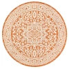 Jonathan Y Sinjuri Medallion Textured Weave Indoor/outdoor Round Area Rug In Orange