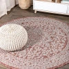 Jonathan Y Sinjuri Medallion Textured Weave Indoor/outdoor Round Area Rug In Burgundy