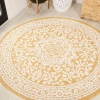 Jonathan Y Sinjuri Medallion Textured Weave Indoor/outdoor Round Area Rug In Yellow