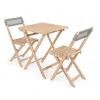 Jonathan Y Sitges Modern Mid-century 3-piece Roped Acacia Wood Outdoor Folding Bistro Set, Gray/light Teak