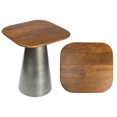 Jonathan Y Skye Modern Rustic Square Wood/metal Accent Table In Brown