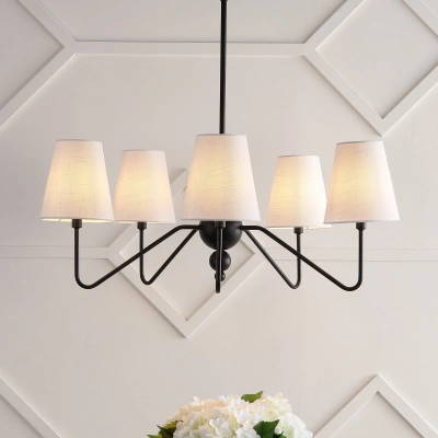 Jonathan Y Skylar 32" 5-light Classic Minimalist Iron Inverted Gourd Led Chandelier, Black