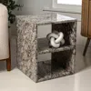 Jonathan Y Sloane 16" Modern Natural Marble Handmade Rectangular 2-shelf End Table, Beige/dark Taupe