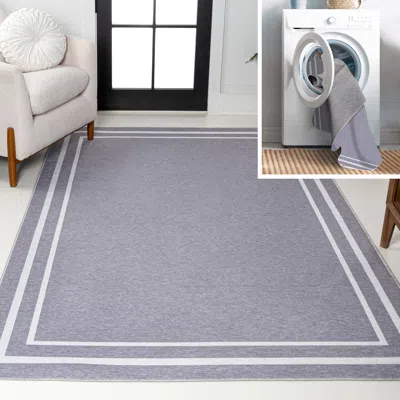Jonathan Y Sloane Classic 2-stripe Border Washable Area Rug In Gray