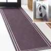 Jonathan Y Sloane Classic 2-stripe Border Washable Area Rug In Light Purple