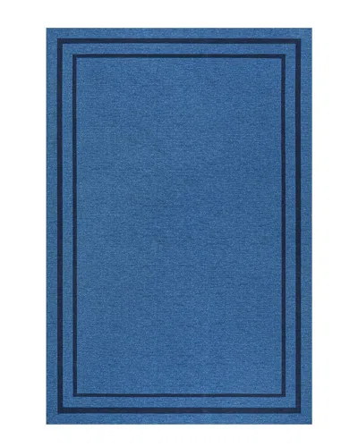 Jonathan Y Sloane Classic 2-stripe Border Washable Chenille Area Rug In Blue